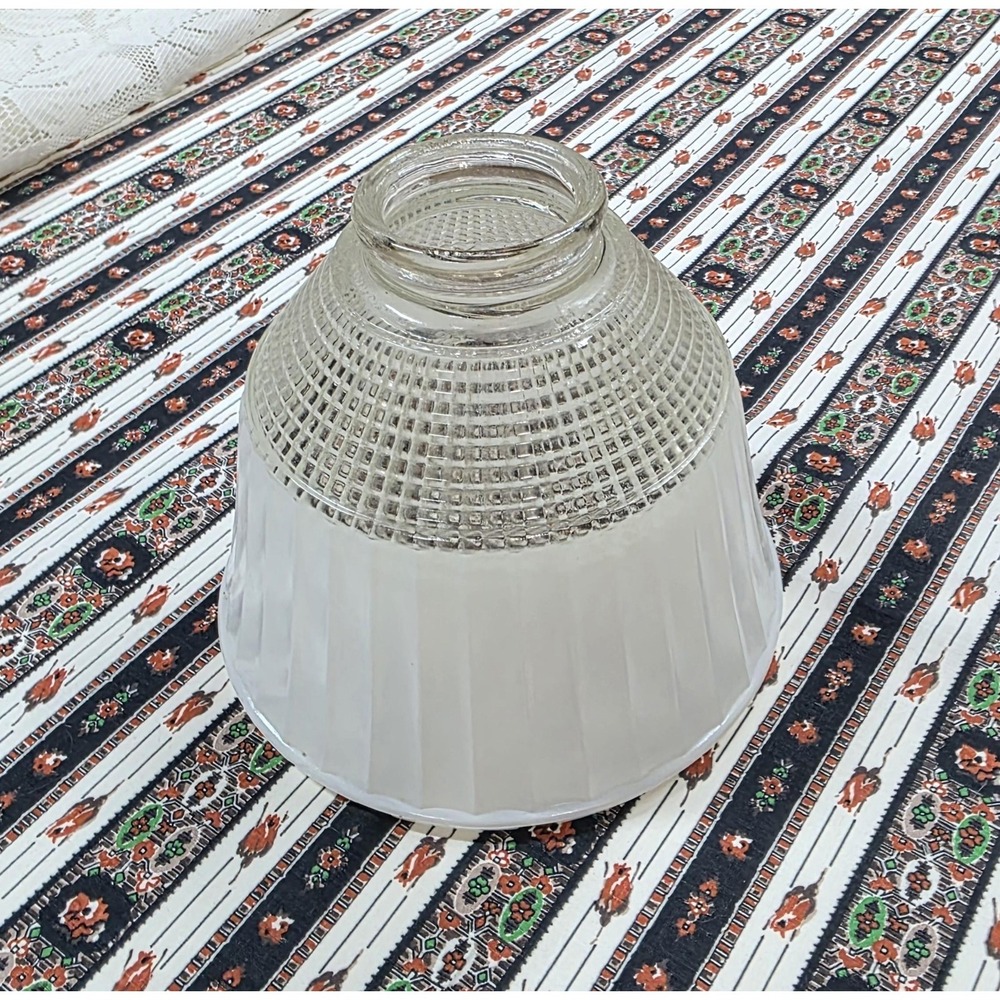 Industrial Glass Pendant Shade Clear Frosted Prismatic Geometric Empire Light
